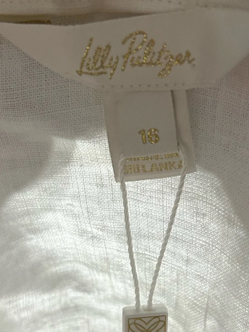 Lilly Pulitzer Mialeigh Elbow Sleeve Linen Top | Resort White | Size 16 | NWT